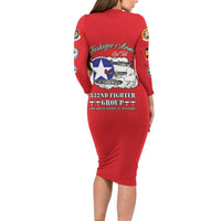 Tuskegee Airmen WWII Heroes Family Matching Long Sleeve Bodycon Dress and Hawaiian Shirt The Great American Aviators Red Art - Wonder Print Shop