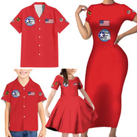 Tuskegee Airmen WWII Heroes Family Matching Short Sleeve Bodycon Dress and Hawaiian Shirt The Great American Aviators Red Art - Wonder Print Shop