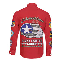 Tuskegee Airmen WWII Heroes Long Sleeve Button Shirt The Great American Aviators Red Art - Wonder Print Shop