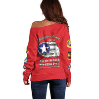 Tuskegee Airmen WWII Heroes Off Shoulder Sweater The Great American Aviators Red Art - Wonder Print Shop
