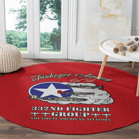 Tuskegee Airmen WWII Heroes Round Carpet The Great American Aviators Red Art - Wonder Print Shop
