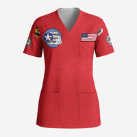 Tuskegee Airmen WWII Heroes Scrub Top The Great American Aviators Red Art - Wonder Print Shop
