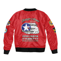 Tuskegee Airmen WWII Heroes Sleeve Zip Bomber Jacket The Great American Aviators Red Art - Wonder Print Shop