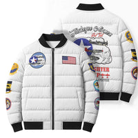 Tuskegee Airmen WWII Heroes Bomber Puffer Jacket The Great American Aviators White Art - Wonder Print Shop