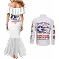 Tuskegee Airmen WWII Heroes Couples Matching Mermaid Dress and Long Sleeve Button Shirt The Great American Aviators White Art - Wonder Print Shop