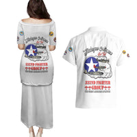 Tuskegee Airmen WWII Heroes Couples Matching Puletasi and Hawaiian Shirt The Great American Aviators White Art - Wonder Print Shop
