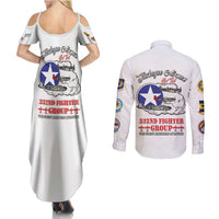 Tuskegee Airmen WWII Heroes Couples Matching Summer Maxi Dress and Long Sleeve Button Shirt The Great American Aviators White Art - Wonder Print Shop