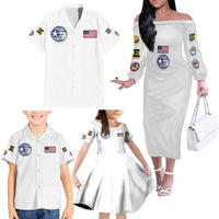 Tuskegee Airmen WWII Heroes Family Matching Off The Shoulder Long Sleeve Dress and Hawaiian Shirt The Great American Aviators White Art - Wonder Print Shop