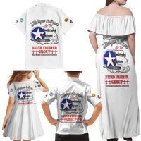 Tuskegee Airmen WWII Heroes Family Matching Off Shoulder Maxi Dress and Hawaiian Shirt The Great American Aviators White Art - Wonder Print Shop