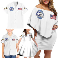 Tuskegee Airmen WWII Heroes Family Matching Off Shoulder Short Dress and Hawaiian Shirt The Great American Aviators White Art - Wonder Print Shop