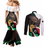 Libya 73rd Anniversary Independence Day Couples Matching Mermaid Dress and Long Sleeve Button Shirt