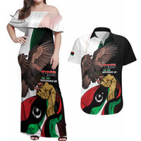 Libya 73rd Anniversary Independence Day Couples Matching Off Shoulder Maxi Dress and Hawaiian Shirt - Wonder Print Shop