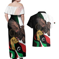 Libya 73rd Anniversary Independence Day Couples Matching Off Shoulder Maxi Dress and Hawaiian Shirt - Wonder Print Shop