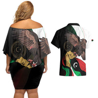 Libya 73rd Anniversary Independence Day Couples Matching Off Shoulder Short Dress and Hawaiian Shirt - Wonder Print Shop