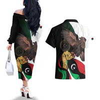 Libya 73rd Anniversary Independence Day Couples Matching Off The Shoulder Long Sleeve Dress and Hawaiian Shirt - Wonder Print Shop