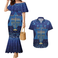 Hanukkah Jewish Festival Couples Matching Mermaid Dress and Hawaiian Shirt Meronah With Star Of David - Wonder Print Shop