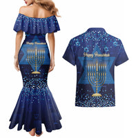 Hanukkah Jewish Festival Couples Matching Mermaid Dress and Hawaiian Shirt Meronah With Star Of David - Wonder Print Shop