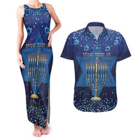 Hanukkah Jewish Festival Couples Matching Tank Maxi Dress and Hawaiian Shirt Meronah With Star Of David - Wonder Print Shop