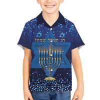 Hanukkah Jewish Festival Family Matching Long Sleeve Bodycon Dress and Hawaiian Shirt Meronah With Star Of David - Wonder Print Shop