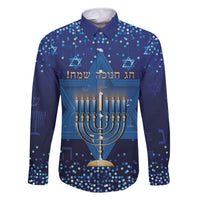 Hanukkah Jewish Festival Family Matching Off The Shoulder Long Sleeve Dress and Hawaiian Shirt Meronah With Star Of David - Wonder Print Shop