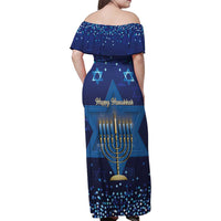 Hanukkah Jewish Festival Family Matching Off Shoulder Maxi Dress and Hawaiian Shirt Meronah With Star Of David - Wonder Print Shop