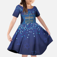 Hanukkah Jewish Festival Family Matching Short Sleeve Bodycon Dress and Hawaiian Shirt Meronah With Star Of David - Wonder Print Shop