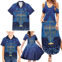 Hanukkah Jewish Festival Family Matching Summer Maxi Dress and Hawaiian Shirt Meronah With Star Of David - Wonder Print Shop