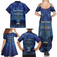 Hanukkah Jewish Festival Family Matching Summer Maxi Dress and Hawaiian Shirt Meronah With Star Of David - Wonder Print Shop