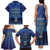 Hanukkah Jewish Festival Family Matching Tank Maxi Dress and Hawaiian Shirt Meronah With Star Of David - Wonder Print Shop