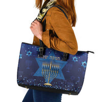 Hanukkah Jewish Festival Leather Tote Bag Meronah With Star Of David - Wonder Print Shop