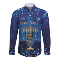 Hanukkah Jewish Festival Long Sleeve Button Shirt Meronah With Star Of David - Wonder Print Shop