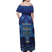Hanukkah Jewish Festival Off Shoulder Maxi Dress Meronah With Star Of David - Wonder Print Shop