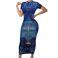 Hanukkah Jewish Festival Short Sleeve Bodycon Dress Meronah With Star Of David - Wonder Print Shop