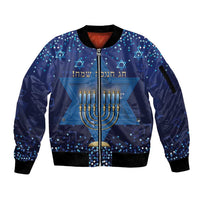 Hanukkah Jewish Festival Sleeve Zip Bomber Jacket Meronah With Star Of David - Wonder Print Shop