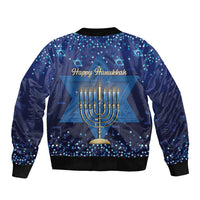 Hanukkah Jewish Festival Sleeve Zip Bomber Jacket Meronah With Star Of David - Wonder Print Shop