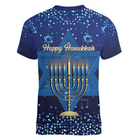 Hanukkah Jewish Festival Women V-Neck T-Shirt Meronah With Star Of David - Wonder Print Shop