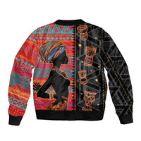 Happy International Women's Day Bomber Jacket African Women With Ethnic Pattern