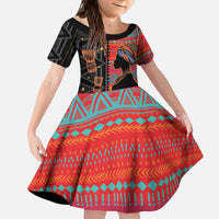 Happy International Women's Day Kid Short Sleeve Dress African Women With Ethnic Pattern