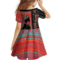Happy International Women's Day Kid Short Sleeve Dress African Women With Ethnic Pattern