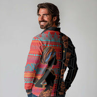 Happy International Women's Day Long Sleeve Polo Shirt African Women With Ethnic Pattern
