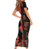 Happy International Women's Day Short Sleeve Bodycon Dress African Women With Ethnic Pattern - Wonder Print Shop