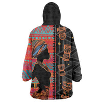 Happy International Women's Day Wearable Blanket Hoodie African Women With Ethnic Pattern - Wonder Print Shop