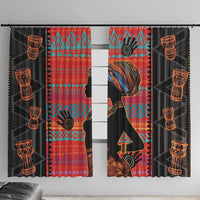 Happy International Women's Day Window Curtain African Women With Ethnic Pattern - Wonder Print Shop