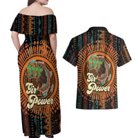Black Girl Power Couples Matching Off Shoulder Maxi Dress and Hawaiian Shirt Happy International Women's Day