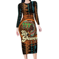 Black Girl Power Family Matching Long Sleeve Bodycon Dress and Hawaiian Shirt Happy International Women's Day