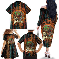 Black Girl Power Family Matching Off The Shoulder Long Sleeve Dress and Hawaiian Shirt Happy International Women's Day