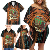 Black Girl Power Family Matching Off Shoulder Short Dress and Hawaiian Shirt Happy International Women's Day