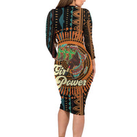 Black Girl Power Long Sleeve Bodycon Dress Happy International Women's Day