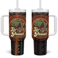 Black Girl Power Tumbler With Handle Happy International Women's Day - Wonder Print Shop