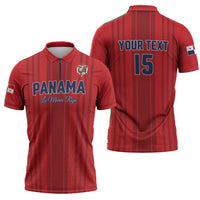 Custom Panama Football 2026 Zipper Polo Shirt La Marea Roja Rising